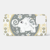 Grijs Geel Wit Olifant Bloemen Case-Mate iPhone Case (Achterkant (horizontaal))