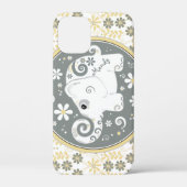 Grijs Geel Wit Olifant Bloemen Case-Mate iPhone Case (Achterkant)
