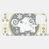 Grijs Geel Wit Olifant Bloemen Case-Mate iPhone Case (Achterkant (horizontaal))