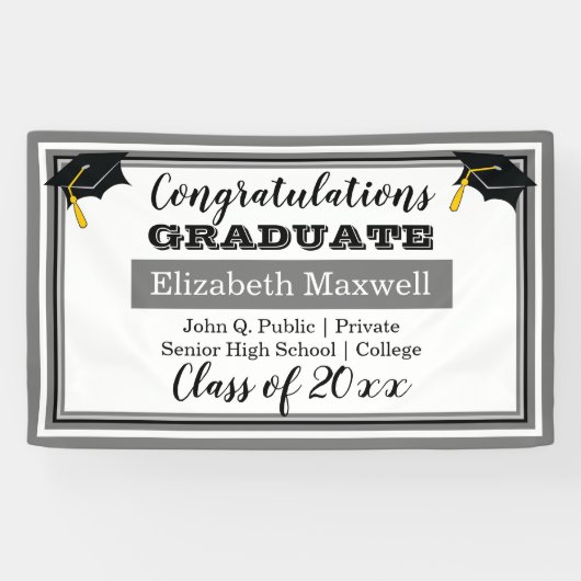 Grijs | Gefeliciteerd Afstuderen Afstuderen Spandoek (Horizontaal)