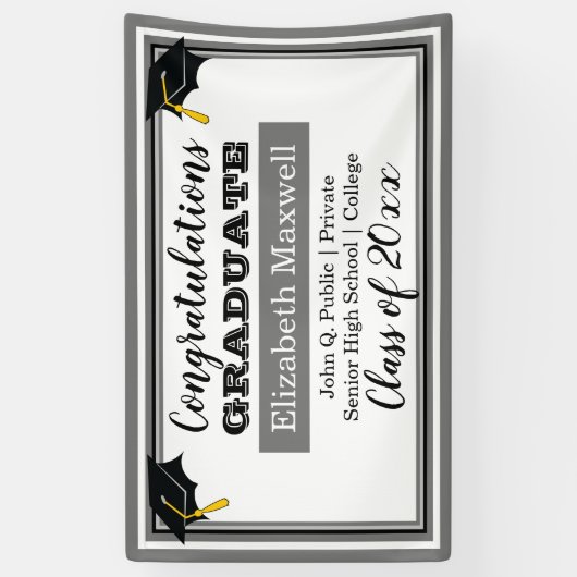 Grijs | Gefeliciteerd Afstuderen Afstuderen Spandoek (Verticaal)