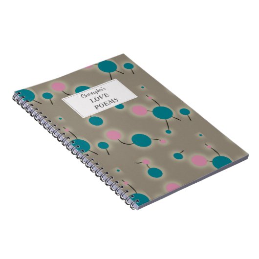 Grijs gekleurd Universe Retro met tekstlabel Notitieboek (Rechterzijde)