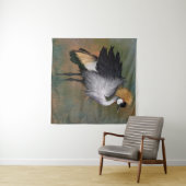 Grijs gekroond kraantapijt wandkleed (In Situ (horizontaal))