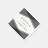 Grijs gelaagde geometrische bruiloft servetten (Hoek)