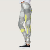 Grijs gele Abstracte Kunstboommodellen Leggings (Links)