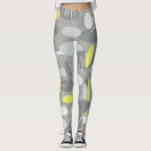Grijs gele Abstracte Kunstboommodellen Leggings (Voorkant)