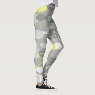 Grijs gele Abstracte Kunstboommodellen Leggings