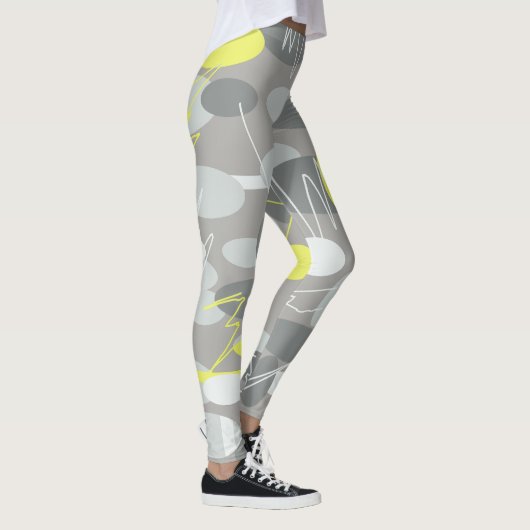 Grijs gele Abstracte Kunstboommodellen Leggings (Rechts)