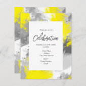Grijs Gele Abstracte uitnodiging voor penseelstrek (Voorkant / Achterkant)