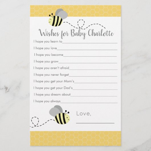 Grijs-gele Hommels Wensen voor Baby (Voorkant)