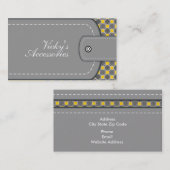 Grijs, gele lederen blik en patroonretro visitekaartje (Voorkant / Achterkant)