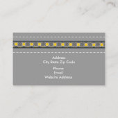 Grijs, gele lederen blik en patroonretro visitekaartje (Achterkant)