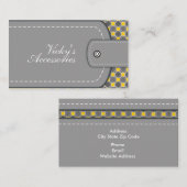 Grijs, gele lederen blik en patroonretro visitekaartje (Voorkant / Achterkant)