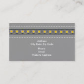 Grijs, gele lederen blik en patroonretro visitekaartje (Achterkant)