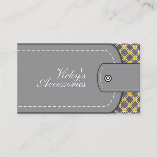Grijs, gele lederen blik en patroonretro visitekaartje (Voorkant)