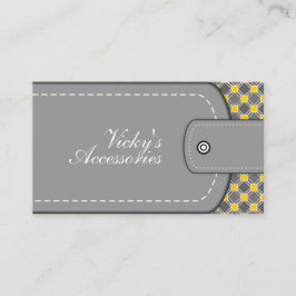 Grijs, gele lederen blik en patroonretro visitekaartje
