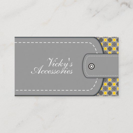 Grijs, gele lederen blik en patroonretro visitekaartje (Voorkant)