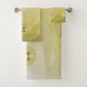 Grijs gele ombre Gele coole Patroonmonogram Bad Handdoek (Insitu)