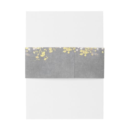 Grijs Gele Snaar Lichten Bruiloft Uitnodigingen Wikkel (Achterkant Voorbeeld)