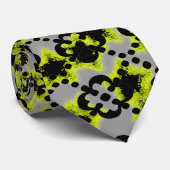 Grijs gele zwarte argyle, abstracte sterren stropdas (Opgerold)