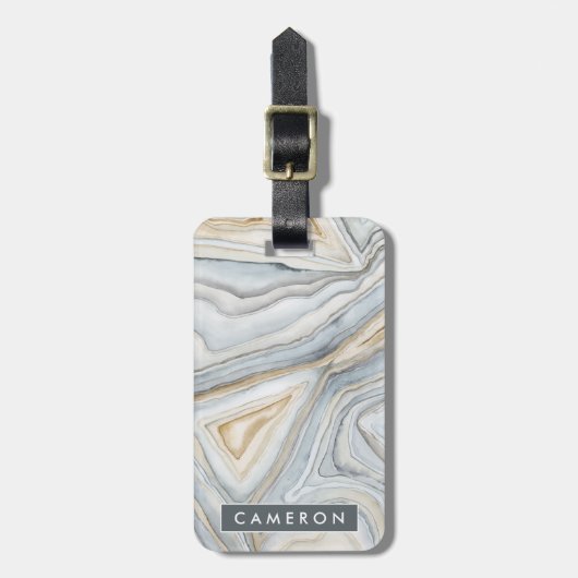 Grijs, gemarmerd abstract ontwerp bagagelabel (Voorkant verticaal)