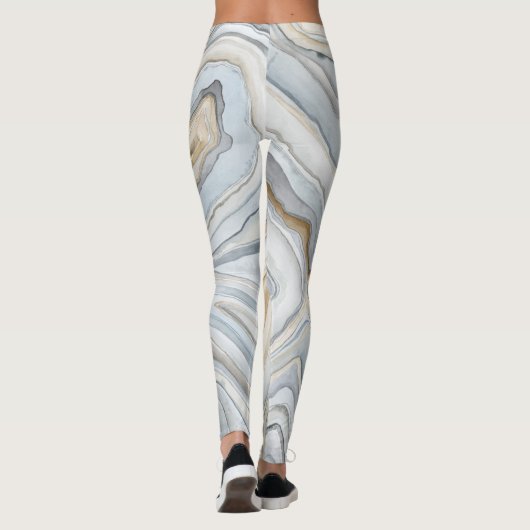 Grijs, gemarmerd abstract ontwerp leggings (Achterkant)