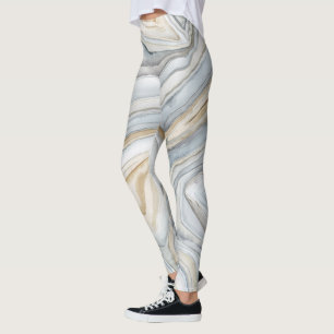 Grijs, gemarmerd abstract ontwerp leggings