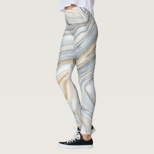 Grijs, gemarmerd abstract ontwerp leggings (Links)