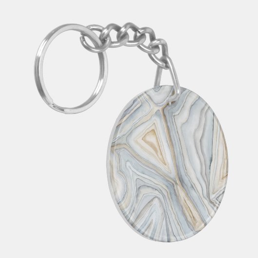 Grijs, gemarmerd abstract ontwerp sleutelhanger (Voorkant Links)