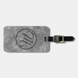 Grijs gemarmerd ovaal monogram bagagelabel
