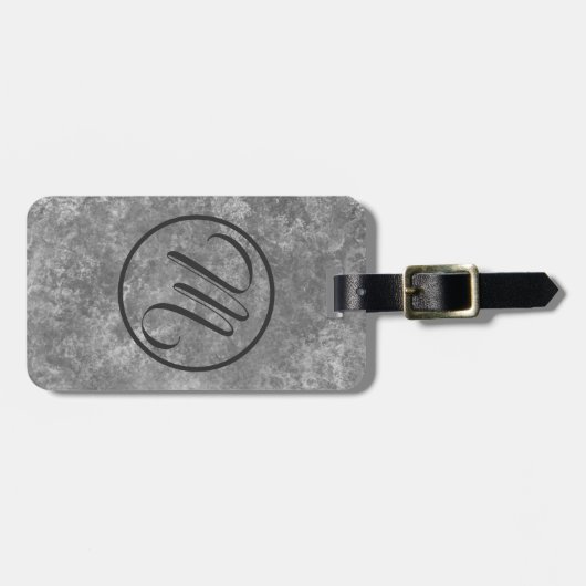 Grijs gemarmerd ovaal monogram bagagelabel (Voorkant horizontaal)