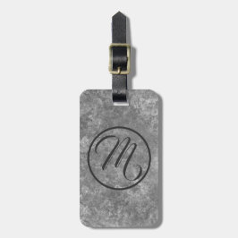 Grijs gemarmerd ovaal monogram bagagelabel