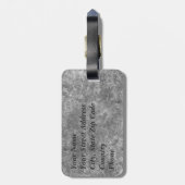 Grijs gemarmerd ovaal monogram bagagelabel (Achterkant verticaal)