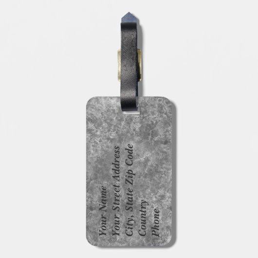 Grijs gemarmerd ovaal monogram bagagelabel (Achterkant verticaal)
