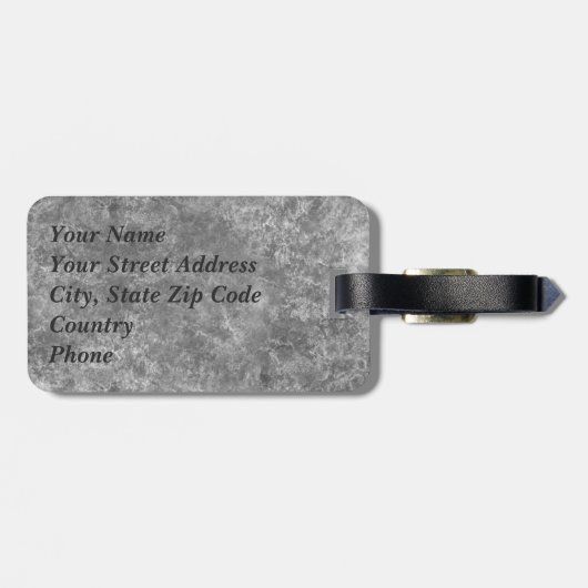 Grijs gemarmerd ovaal monogram bagagelabel (Achterkant horizontaal)