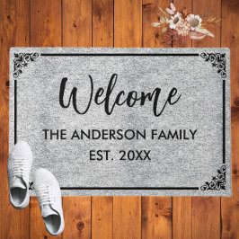 Grijs gemêleerd | Modern Monogram De familienaam W Deurmat