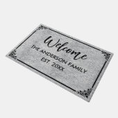 Grijs gemêleerd | Modern Monogram De familienaam W Deurmat (Schuin)