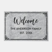 Grijs gemêleerd | Modern Monogram De familienaam W Deurmat (Voorkant)