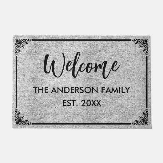 Grijs gemêleerd | Modern Monogram De familienaam W Deurmat (Voorkant)