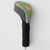 Grijs Geo Bloemmotief Golfheadcover (Schuin)