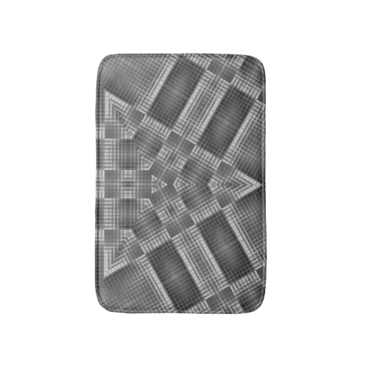 grijs geometrisch patroon badmat (Voorkant Verticaal)