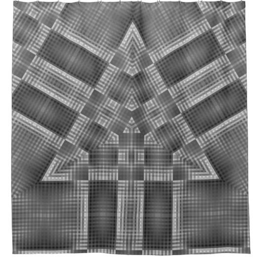 grijs geometrisch patroon douchegordijn (Voorkant)