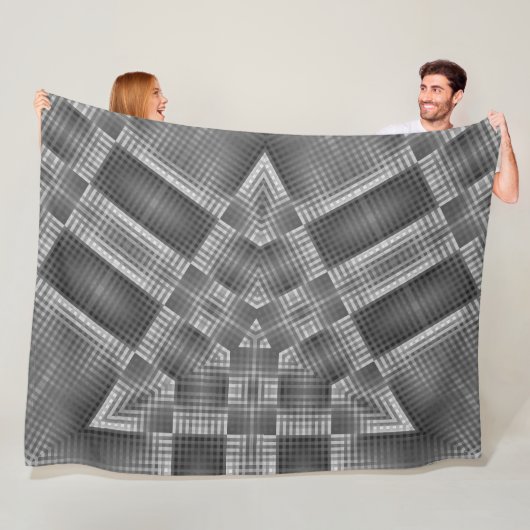 grijs geometrisch patroon fleece deken (In situ)