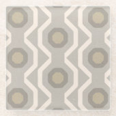 Grijs geometrisch patroon glazen onderzetter (Voorkant)