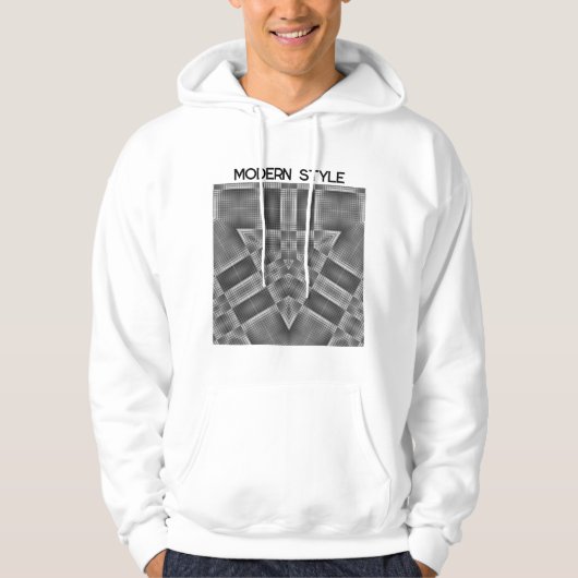 grijs geometrisch patroon hoodie (Voorkant)