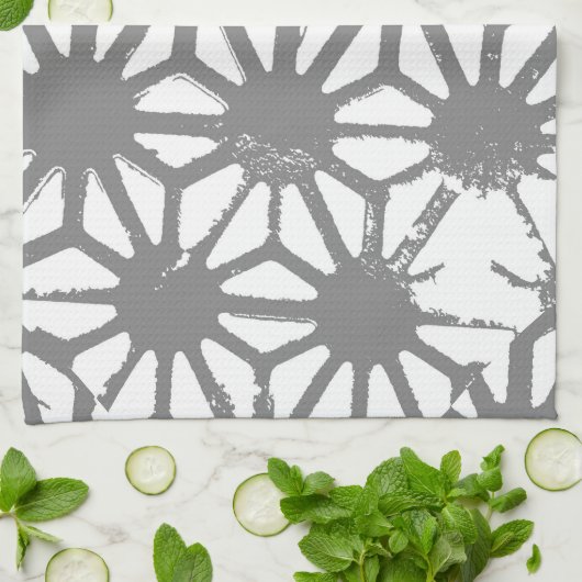 Grijs geometrisch patroon theedoek (Gevouwen)