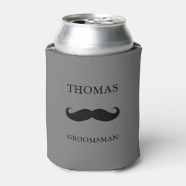 grijs gepersonaliseerde naam snor Groomsman Blikjeskoeler