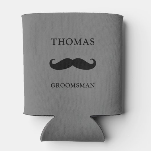 grijs gepersonaliseerde naam snor Groomsman Blikjeskoeler (Achterkant)