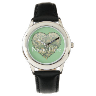 Grijs, gepixeleerd ontwerp van het hart horloge