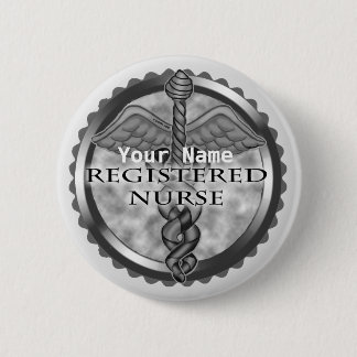 Grijs geregistreerde verpleegster ronde button 5,7 cm
